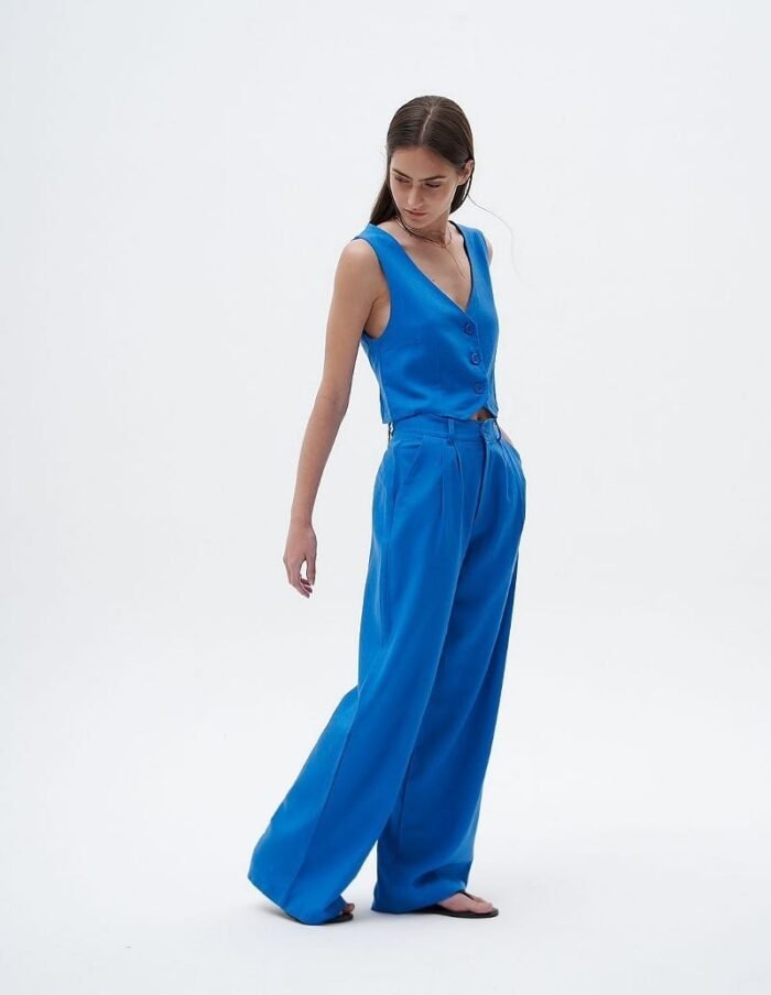 pantalon lino doble pinza wide leg